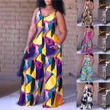 Yipinpay Large-Size Women's Wear New Fashion Printed Loose Suspenders Jumpsuit