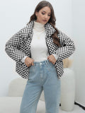 Yipinpay Plaid Women's Coat Bread Jacket Warm Down Cotton-Padded Jacket Women's Cotton-Padded Jacket