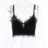 Yipinpay Dark Korean Velvet Sling New Beautiful Back Spring Lace Bra Vest Underwear Women's Breasts