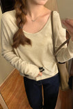 Goose Egg Collar Tencel Long-Sleeved T-Shirt Women Wear The New Soft Waxy Skin Bottoming Shirt In Spring