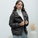 Yipinpay Station Down Cotton-Padded Jacket 2024 New Women's Winter Thickened Cotton-Padded Jacket Popular Style Bright Color Vertical Collar Cotton-Padded Jacket