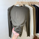 European Designer Round-Necked Long-Sleeved T-Shirt Women Slim In Autumn And Winter 2025 Look Thin With A Bottomed Blouse
