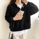 Short Style Waffle Hooded Sweater 2025 Early Spring New Style Loose Design Niche Jacket Women's Spring And Autumn