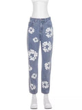 Yipinpay 2024 Men's And Women's New Street Fashion Printed High-Waisted Straight Tube Slim Jeans