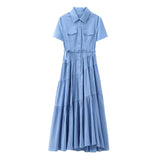 Yipinpay New Spring Style Spliced Dress With Belt Shirt 2240371