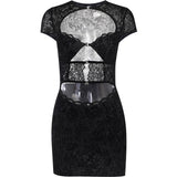 Yipinpay Autumn New Spicy Girls Sexy Slim Hip Skirt Fashion Flocking Lace Hollowed-Out Dress Woman