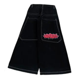 Yipinpay Men's Jeans Y2K Bag Vintage JNCO High-Quality Pattern Hip-Hop Street Leisure Men Harajuku Wide Legs