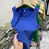 Yipinpay Girls Tight Anti-Smooth Threaded Vest Women's Spring And Summer Suit Slim Top Ins Tide