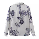 Yipinpay Bowknot Satin Printed Shirt In Spring And Summer