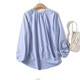 Yipinpay New French Commuter Style Girl's Bubble Sleeve Round Collar Shirt In Spring