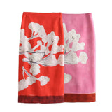 Yipinpay New Blended Printed Split Straight Skirt 2394119