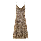 Yipinpay Spring Style Animal Print Silk Mesh Slim Sling Dress 5039474