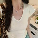 Korean Solid Color Temperament V-Collar Knitted Sleeveless Vest Women's 2024 New Spring And Summer Slim And Thin Underwear
