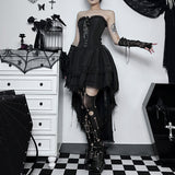 Yipinpay New WY23108 Autumn Dress Is Dark, Stylish, Sexy, Slim And Slim, And Goth Wears The Waist, Wears The Chest, Drags The Skirt.