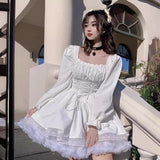 Yipinpay Lovely Sweet Bubble Sleeve Dress 2024 Spring Lace Lace Princess Dress