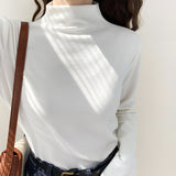 German Velvet Half-High-Necked White Bottomed Blouse In Autumn And Winter With A Standing Collar To Show A Thin And Thickened Frosted Blouse