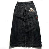 Yipinpay Street Clothing Jeans Y2K Pants Hip-Hop Embroidered Jeans Loose Jeans Harajuku