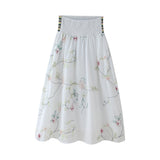 Yipinpay Summer Flower Embroidered Shirt 5770037 Embroidered Flute Skirt 5770038