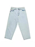 Yipinpay Boy Jeans Y2K Hip-Hop Cartoon Embroidery Retro Blue Loose Gothic Wide-Legged Pants