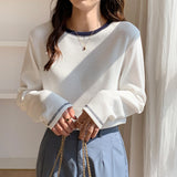 Yipinpay Long-Sleeved T-Shirt Women's New Design Is Full Of Impact Color Round-Neck Waffle Top And Bottom Shirt.