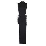 Yipinpay Sexy High-Forked Strap Dress Spring 2024 New Vest Solid Color Dress For Women