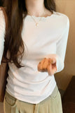 Yipinpay Round Collar Solid Color Elastic Long-Sleeved T-Shirt Women's Autumn And Winter New Basic Inner Bottom Top