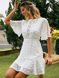 Yipinpay Spring / Summer New Front Piece Lace Dress INS Hem Cuff Lace Fringed Dress