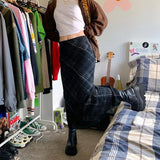 2025Ins Online Celebrity Romantic Holiday Style Double Plaid Long Skirt Shows The Trend Of Slimming
