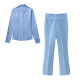 Yipinpay Autumn Pocket Crepe Shirt 8932499 Middle Waist Trousers 8851512