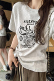 Vintage European High-End Print Loose Shoulder-Inserting Short-Sleeved T-Shirt Women's Summer 2024 New Blouse