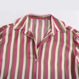 Yipinpay Striped Satin Casual Shirt 8160562 In Autumn