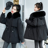 Jacket Female Long Style 2024 New Velvet Pie To Overcome Cotton-Padded Jacket Korean Version Loose Down Cotton Jacket Winter Coat