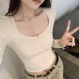 Yipinpay New Style Of European Blouse Is Covered With Autumn And Winter Girls' Pure Desire, Hot Girls, Short Style, Slim, Slim And Thin Bottomed Shirt.