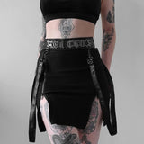 Yipinpay Dark Wind Spring's New Double Zipper Bag Hip Fork Goth Design Tight Half Skirt Woman