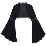 Yipinpay Spring And Summer New Dark Lace Lace Horn Sleeves Casual Black Blouse