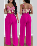 Yipinpay Independent Station Spring And Summer New Fashion Printing Suspenders To Attract 2-Piece Sets Of Trousers