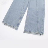 Yipinpay Spring Style Deconstructed Mid-Waist Fashion Wide-Leg Jeans 6688002