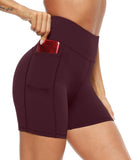 Yipinpay Shorts Tight Three-Point Pocket High-Waist Elastic Fitness Training Exercise Shorts
