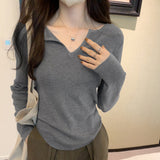 Yipinpay Knitted Sweater For Girls In Autumn And Winter, The New Style Is Chic And Beautiful, With A Slim Bottomed Sweater In The Collar