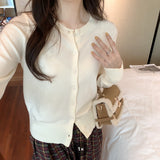 Yipinpay Single-Breasted Knitted Cardigan Jacket Women's Autumn And Winter New Style Underwear Soft Waxy Leisure Lazy Sweater