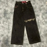 Yipinpay Men's Jeans Y2K Bag Vintage JNCO High-Quality Pattern Hip-Hop Street Leisure Men Harajuku Wide Legs