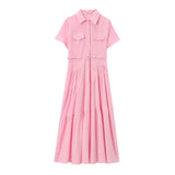 Yipinpay New Spring Style Spliced Dress With Belt Shirt 2240371