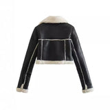 Yipinpay 2024 New Double-Sided Loose Short Suit Collar Zipper Fur Integrated Jacket