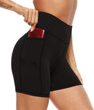 Yipinpay Shorts Tight Three-Point Pocket High-Waist Elastic Fitness Training Exercise Shorts