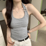 The Design Feels That The Spicy Girl Hangs Her Neck In Pure Color And Wears A Vest Outside Her Back. 2024 New Style Shows Thin And Short Style With Bottom Sling Inside.