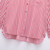 Yipinpay Spring Style Flanged Cuff Striped Loose Shirt 2731533