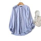 Yipinpay New French Commuter Style Girl's Bubble Sleeve Round Collar Shirt In Spring