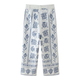 Yipinpay New Embroidery Fashion Baggy Trousers Wide-Legged Pants 2731240