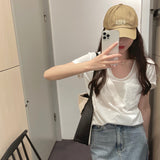 Sweet Cool Spicy Girls Korean Version Of The Shoulder Low-Collar Short-Sleeved T-Shirt Women's New Design Feel Tight Show Thin Bottomed Blouse