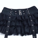 Yipinpay Summer 2024 New Fashion Dark Kuroshio Hot Girls Sexy Slim Net Gauze Cake Skirt